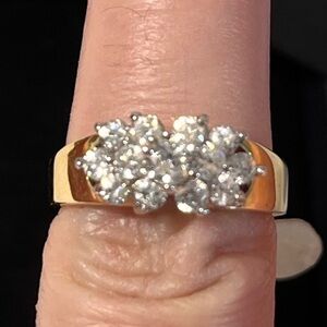Fifth Avenue Austrian Crystal and Gold Ring. Nickel & Lead free. Cluster Ring 6